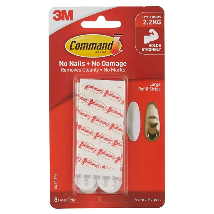 3M COMMAND LARGE REFILL STRIPS 8 STRIPS/PK