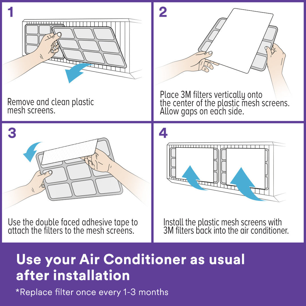 3M DUST ALLERGEN BACTERIA AC FILTER 22X34CM PURPLE