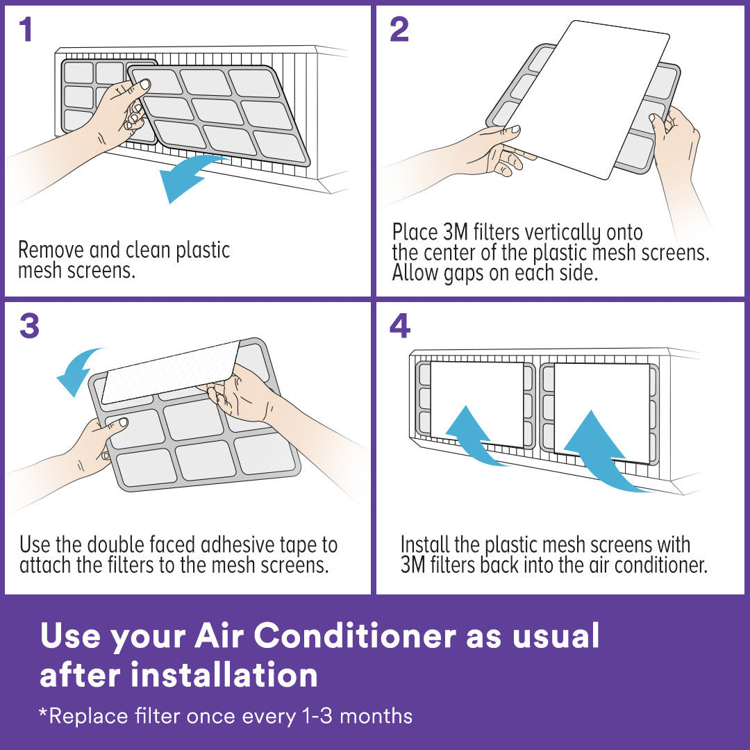 3M DUST ALLERGEN BACTERIA AC FILTER 22X34CM PURPLE