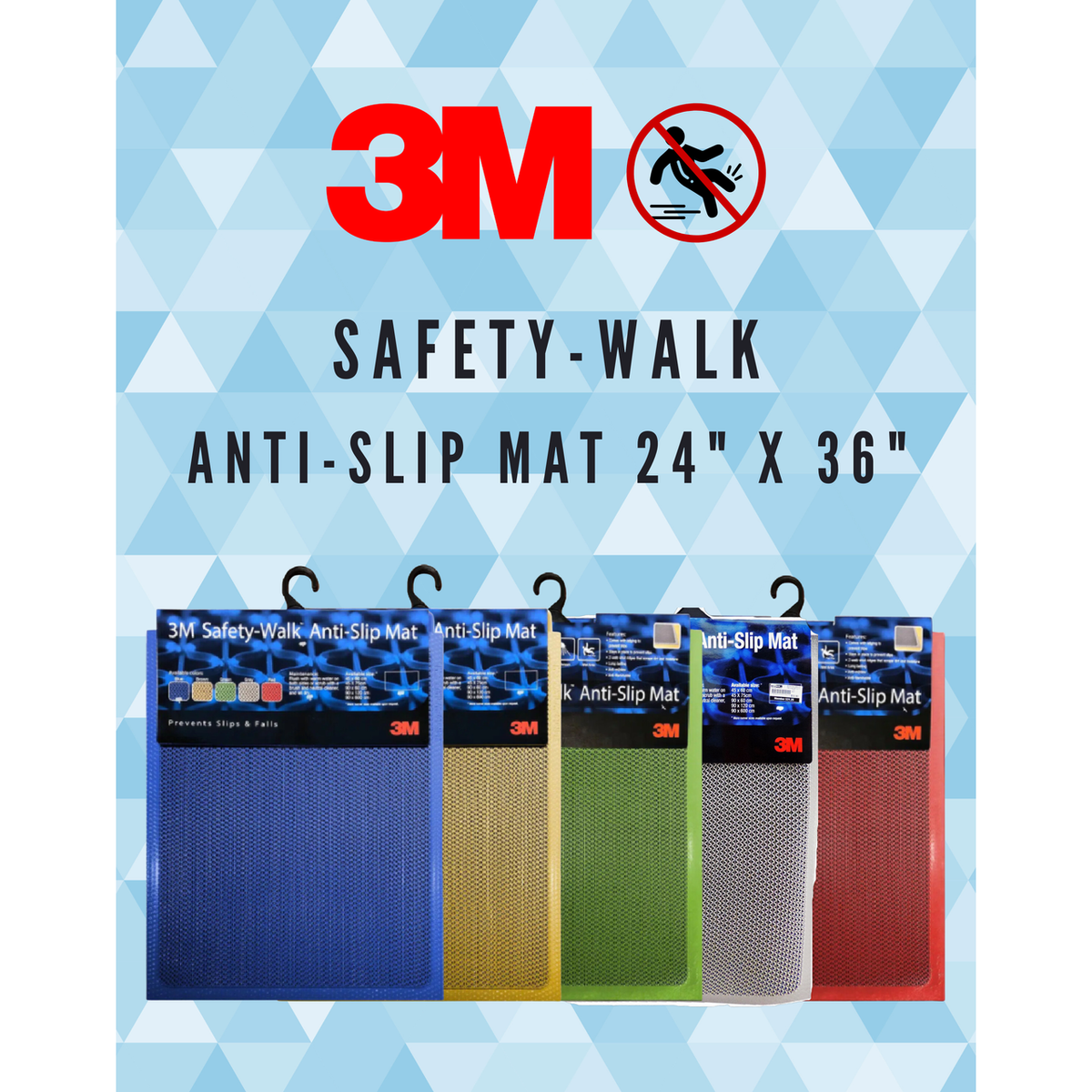 3M SAFETY-WALK ANTI-SLIP MAT 24" X 36" (BLUE / BROWN / GREEN / GREY / RED)