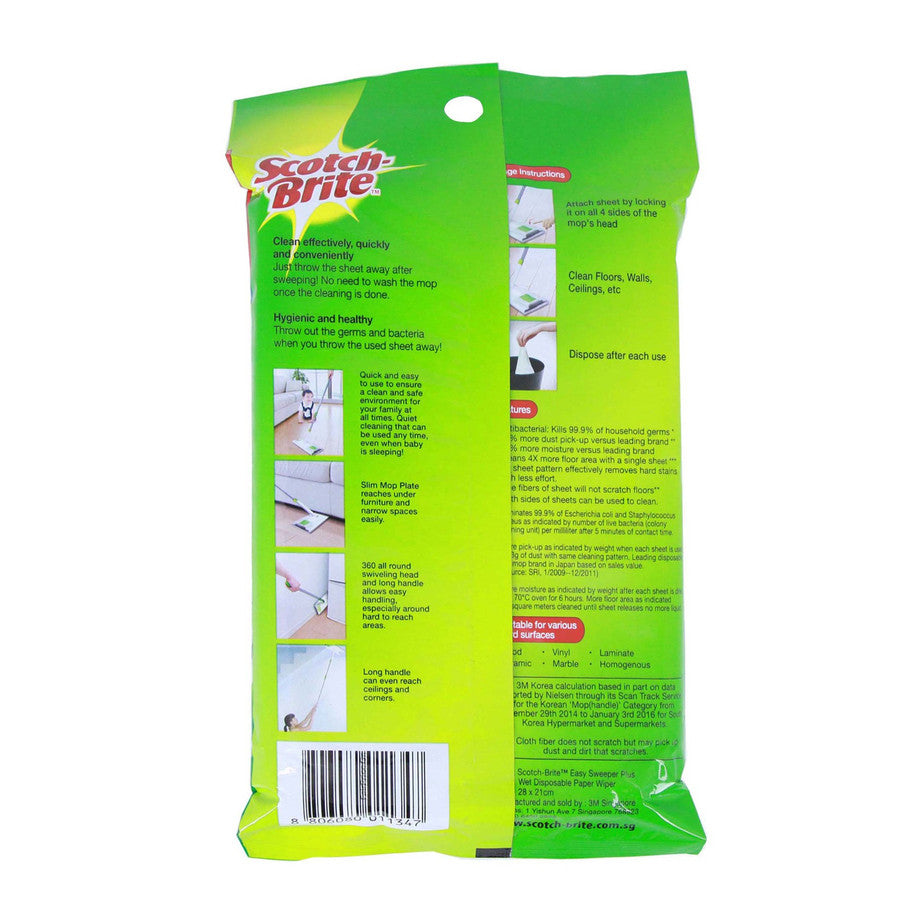 3M SCOTCHBRITE EASY SWEEPER PLUS WET DISPOSABLE PAPER WIPER REFILLS