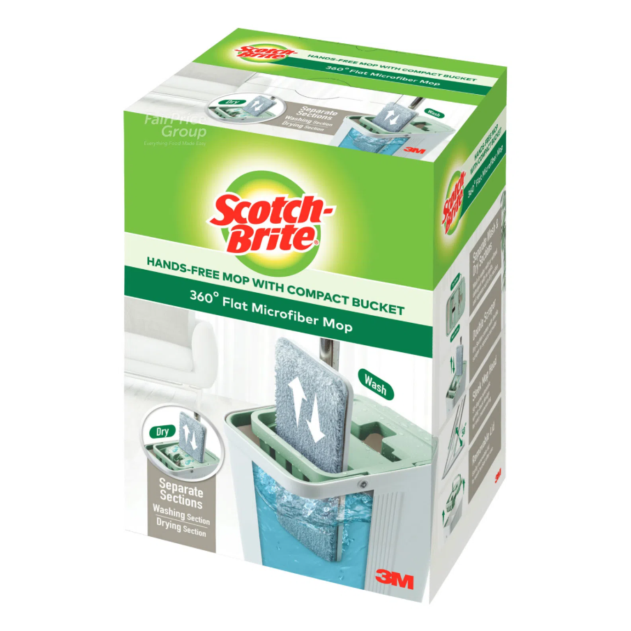 3M SCOTCHBRITE HANDS FREE COMPACT MOP W BUCKET/CLOTH