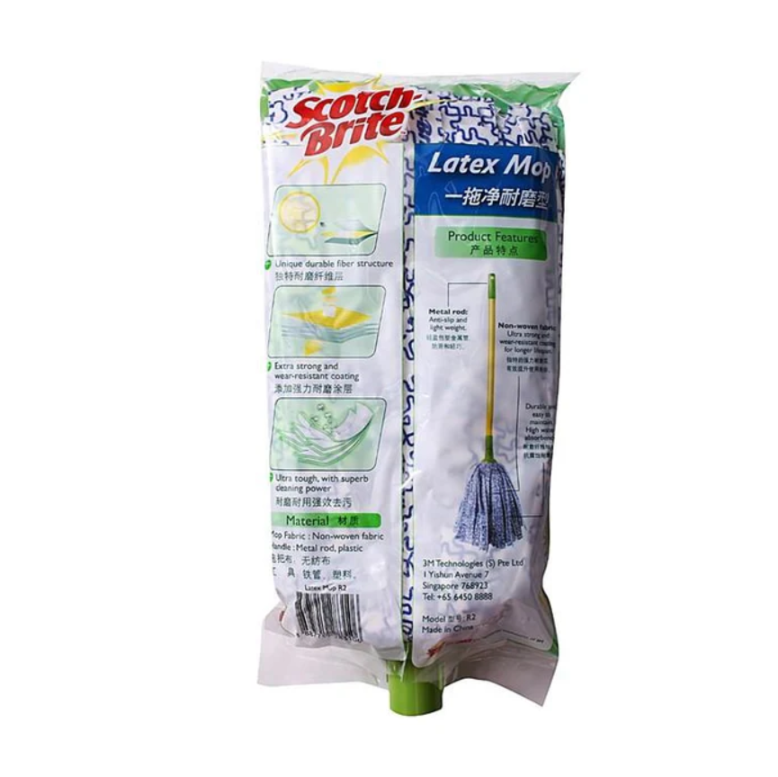 3M SCOTCHBRITE LATEX MOP REFILL NON WOVEN WHITE/BLUE STRIPS Secondary image