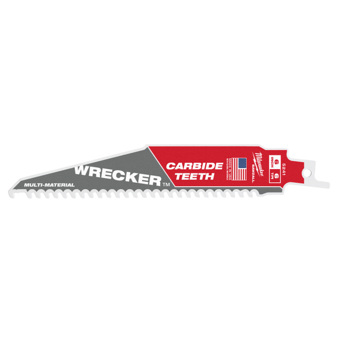 MILWAUKEE 48-00-5341 , 6" (150mm) 6TPI WRECKER with Carbide Teeth Sawzall Blade (3pcs)