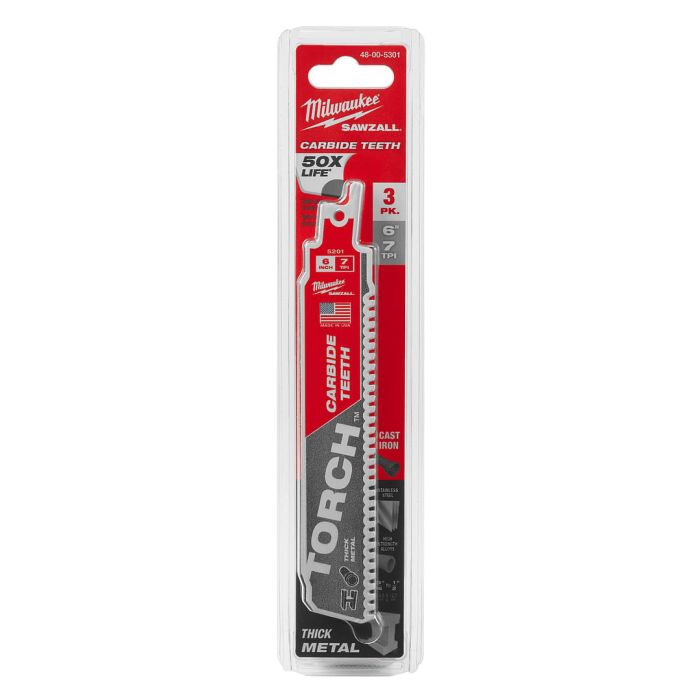 MILWAUKEE 48-00-5301 , 6" (150mm) 8TPI The TORCH™ w/ Nitrus Carbide SAWZALL™ Blade (3pcs) Secondary image