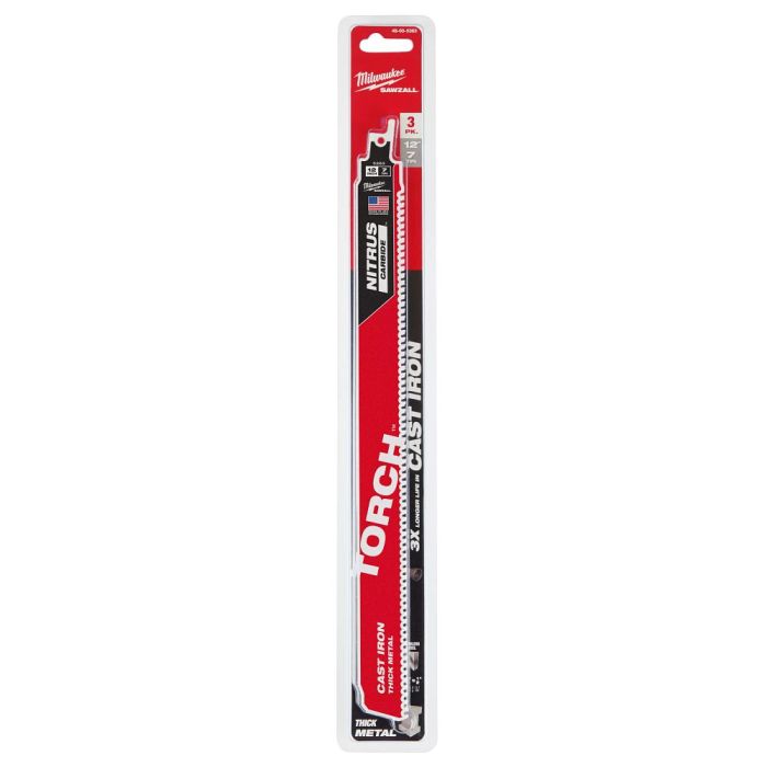 MILWAUKEE 48-00-5363 12" (300mm) 8TPI TORCH with Nitrus Carbide Sawzall Blade for Thick Metal (3pcs) Main image