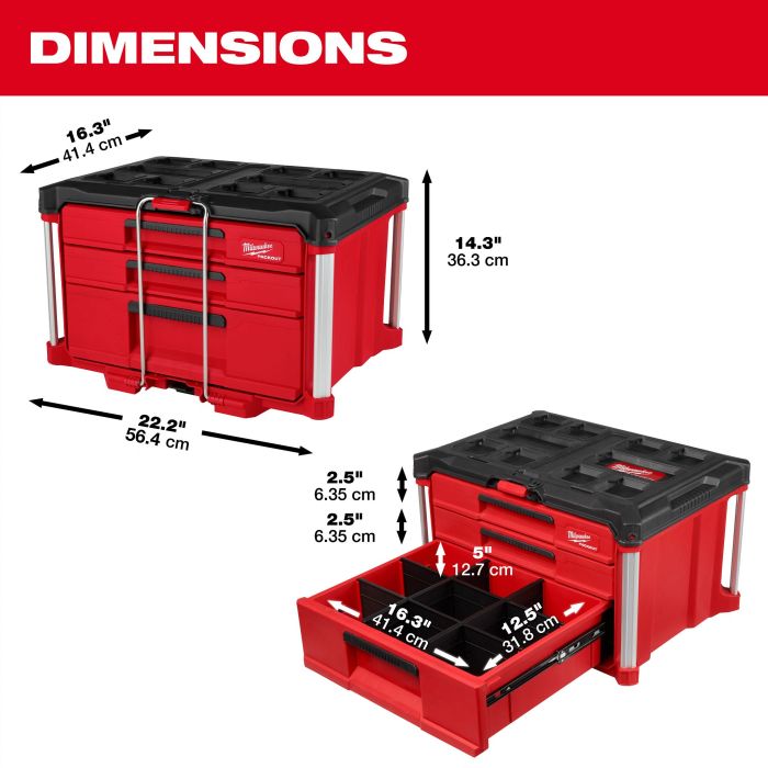 MILWAUKEE 48-22-8447 , PACKOUT™ Multi-Depth 3-Drawer