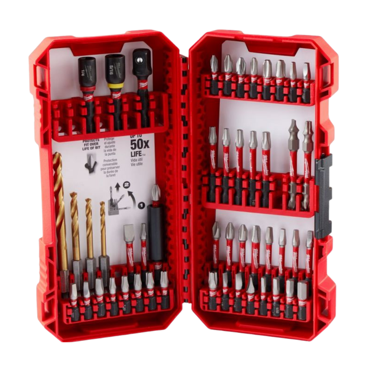 MILWAUKEE 48-32-4024, SHOCKWAVE 50PC MAGNETIC DRILL AND SCREWBIT SET WITH CASE