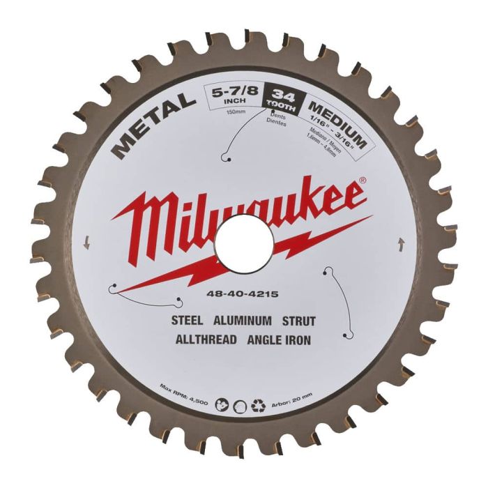 MILWAUKEE 48-40-4215 , 5-7/8" 34T Ferrous Metal Circular Saw Blade