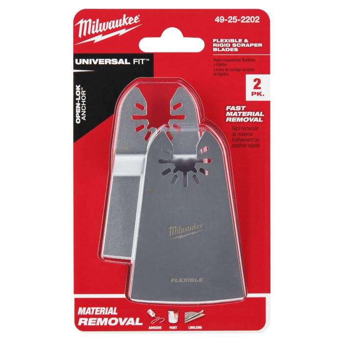 MILWAUKEE 49-25-2202 , Open-Lok™ 2" (57mm) Rigid & 2" (57mm) Flexible Scraper Variety Pack (2pcs)
