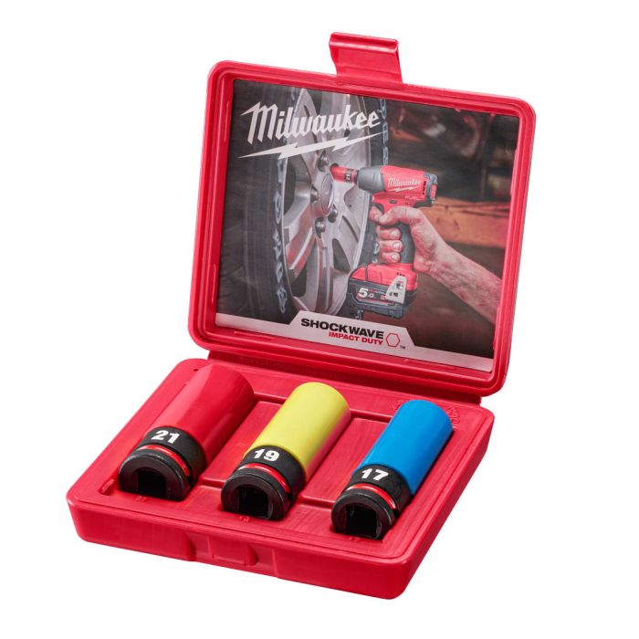 MILWAUKEE 49-66-7834 , SHOCKWAVE™ Impact Duty 1/2" Drive Metric Lug Nut Wheel Socket (3pcs)