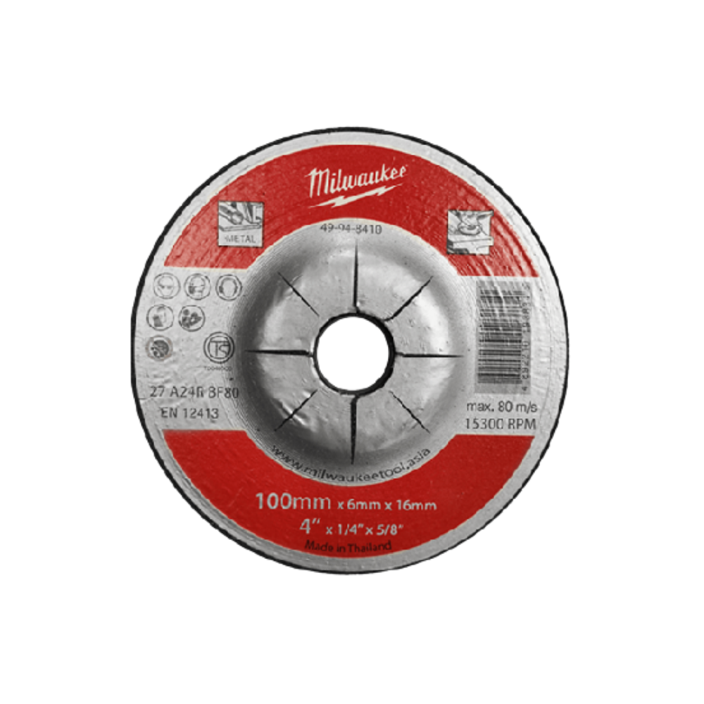 MILWAUKEE 49-94-8410A, 4" METAL GRINDING DISC, 100 X 6 X 16MM