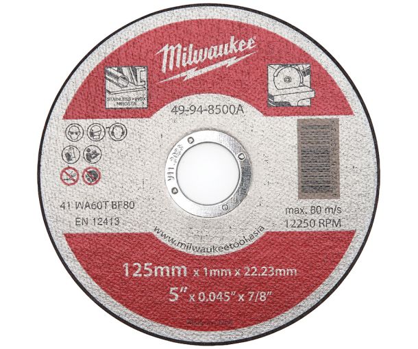 MILWAUKEE 49-94-8500A , Stainless Steel Cut Off Wheel 125 x 1 x 22.23mm (1pcs) Main image