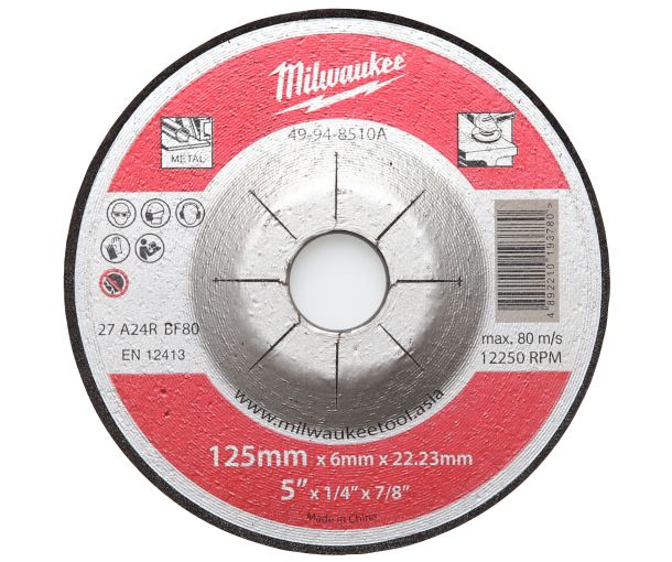 MILWAUKEE 49-94-8510A Metal Grinding Wheel 125 x 6 x 22.23mm 9 (1pcs) Main image
