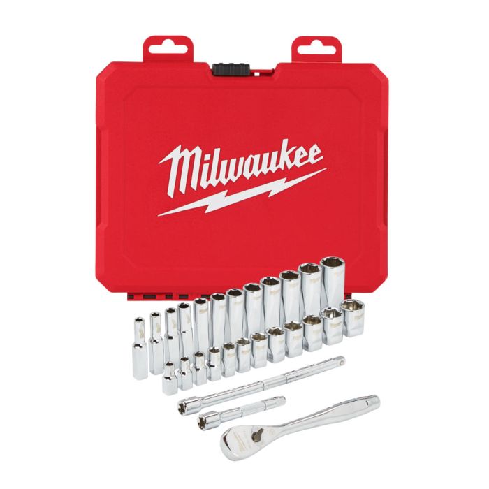 MILWAUKEE 4932464943 , 1/4" Drive 28 pc Ratchet + Socket Set Metric Secondary image