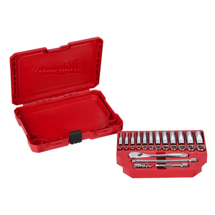 MILWAUKEE 4932464943 , 1/4" Drive 28 pc Ratchet + Socket Set Metric