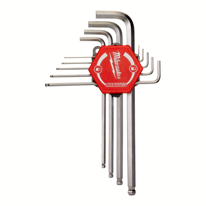 MILWAUKEE 4932478621 , 9-Key L-Style Ball End Hex Key Set - Metric