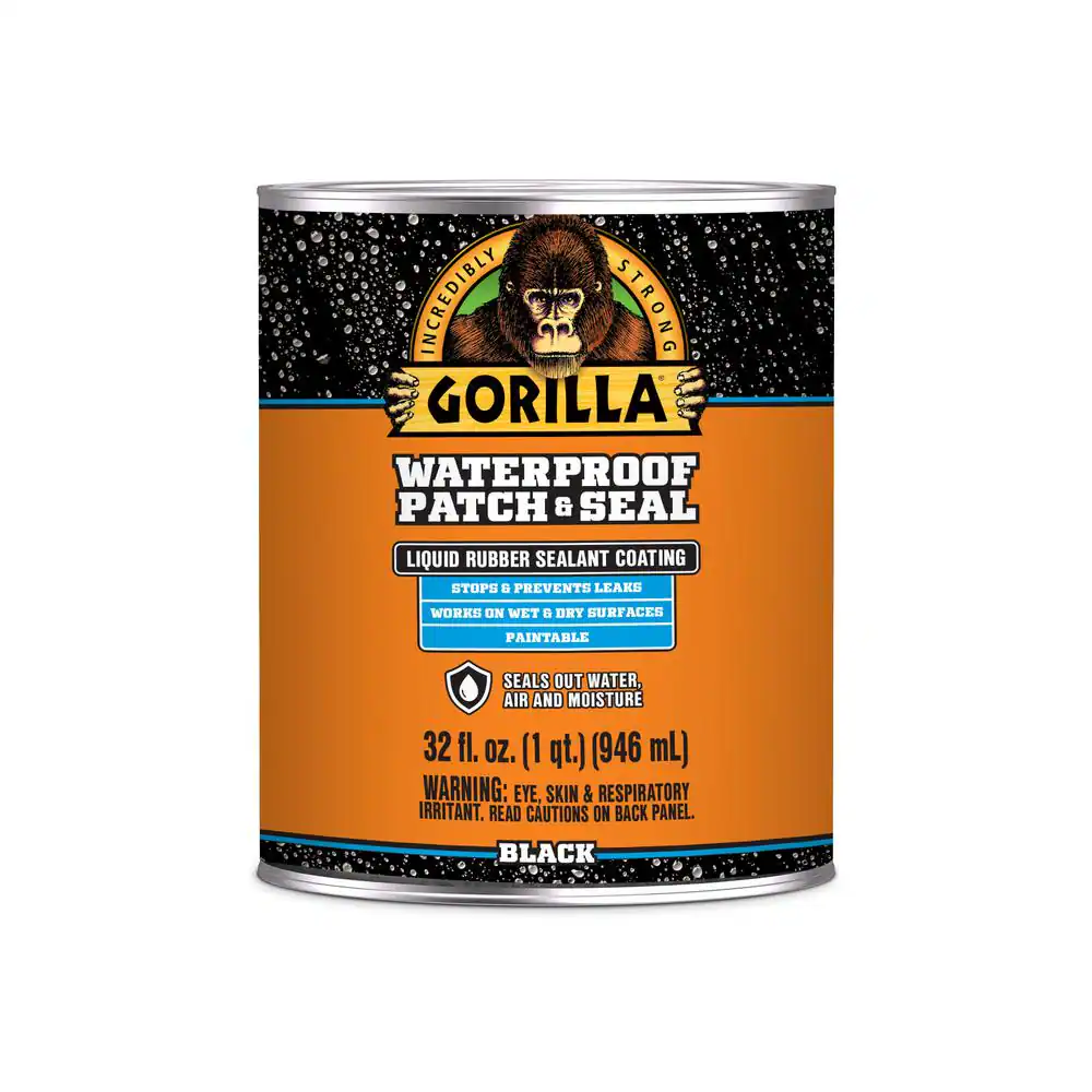 Gorilla Waterproof Patch & Seal Liquid Rubber Sealant Coating, 32oz, Clear / Black / White