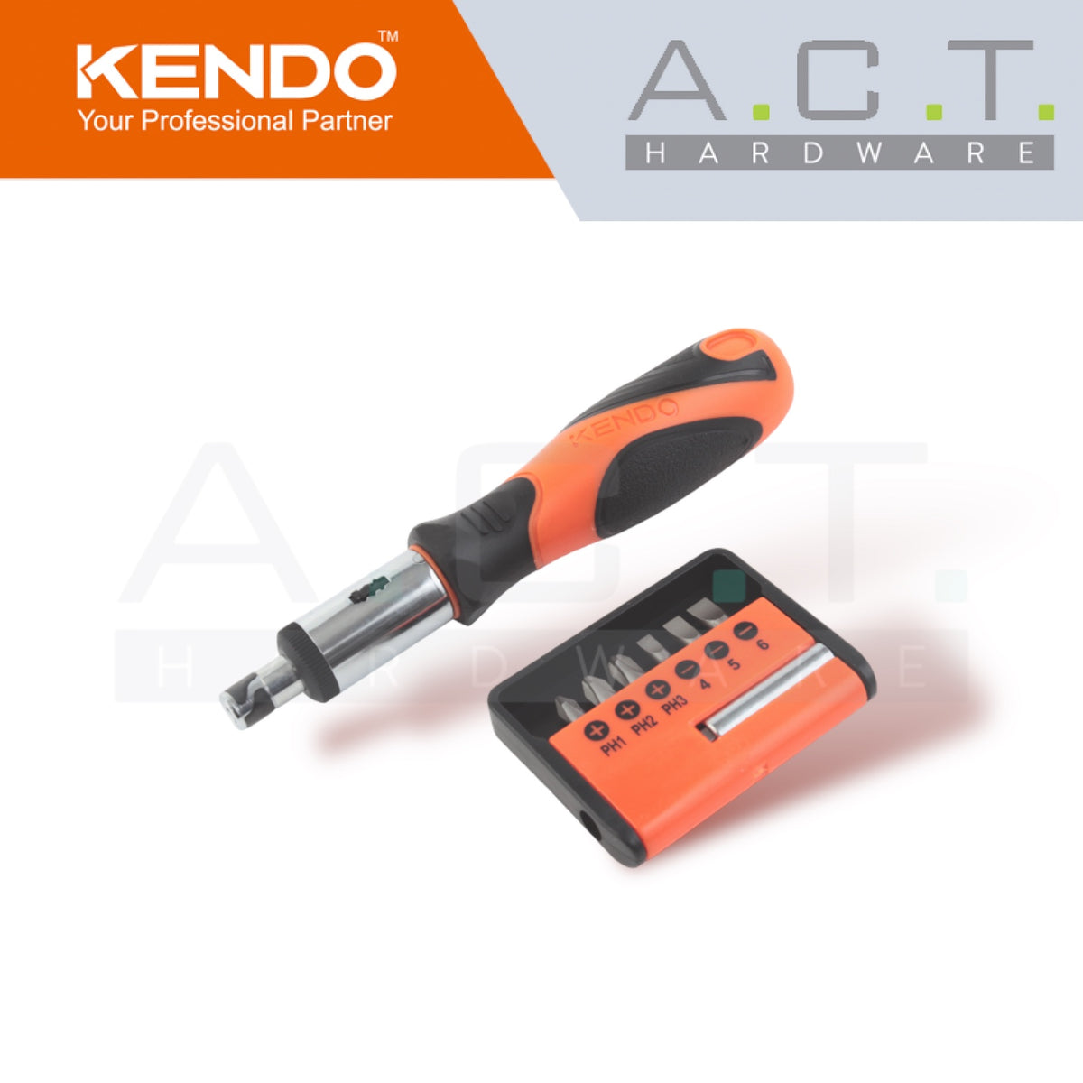 KENDO 8PC RATCHET SCREWDRIVER BITS SET - 20024