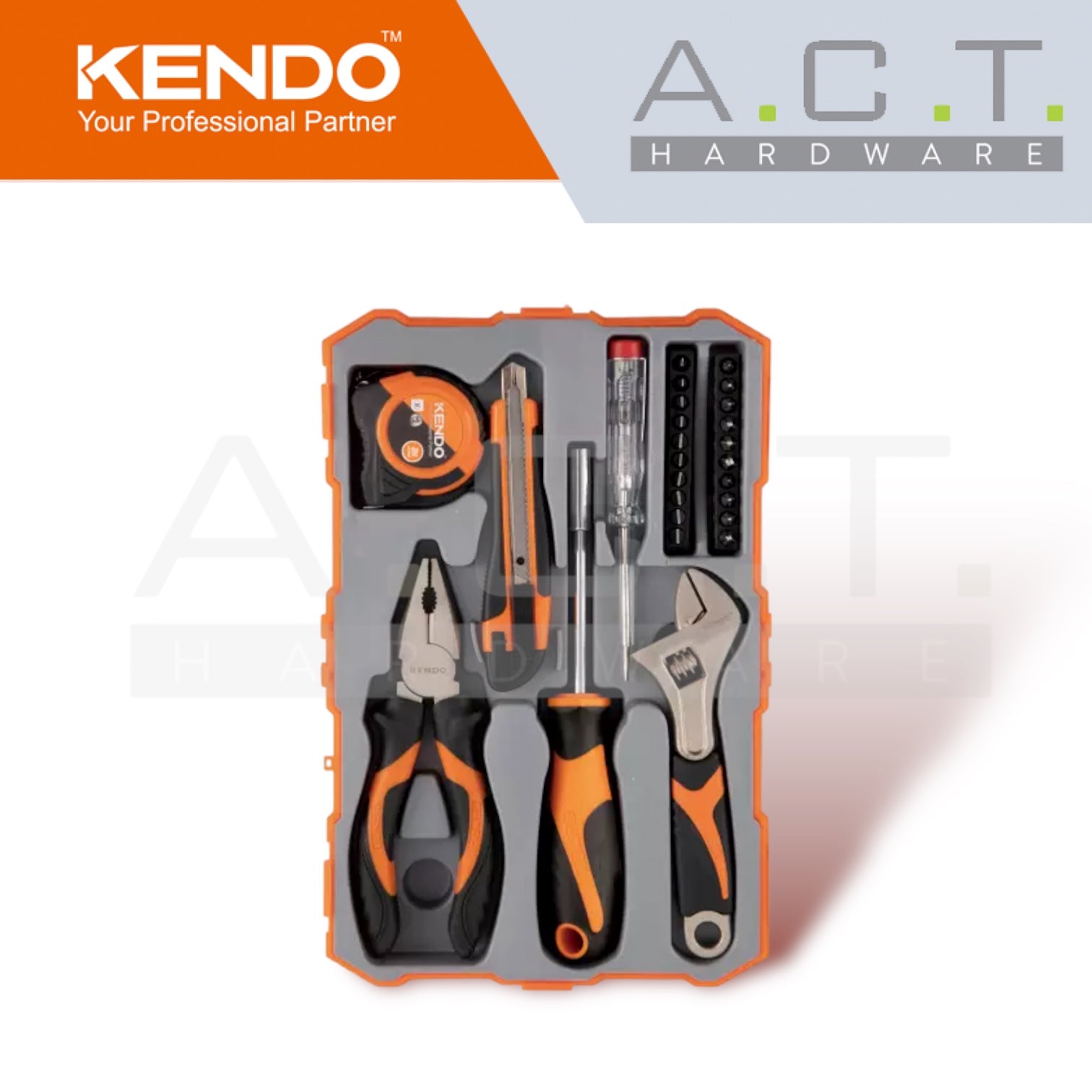 KENDO 26PC HAND TOOL SET FOR HOME STARTER KIT - 86128 Main image