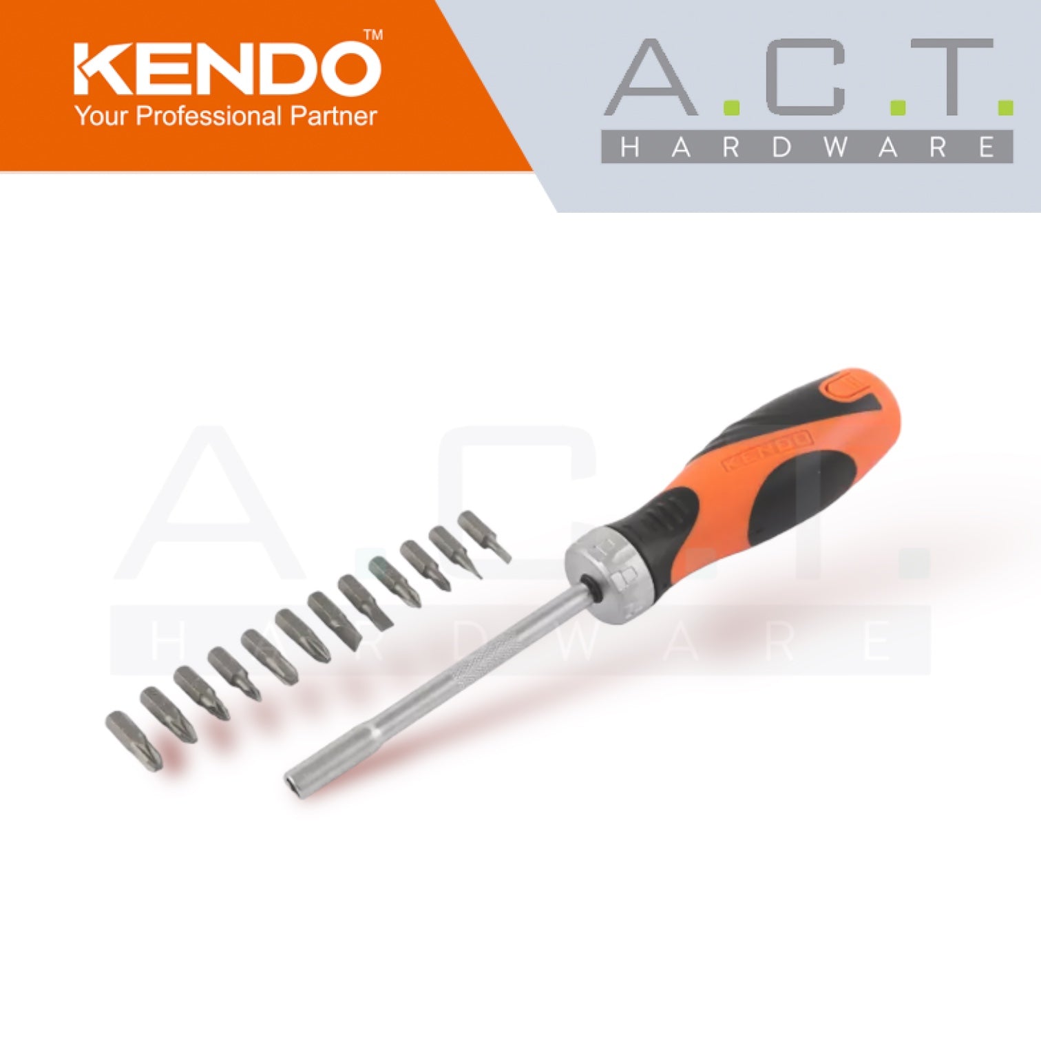 KENDO 14PC RATCHET SCREWDRIVER BITS SET - 20016 Main image