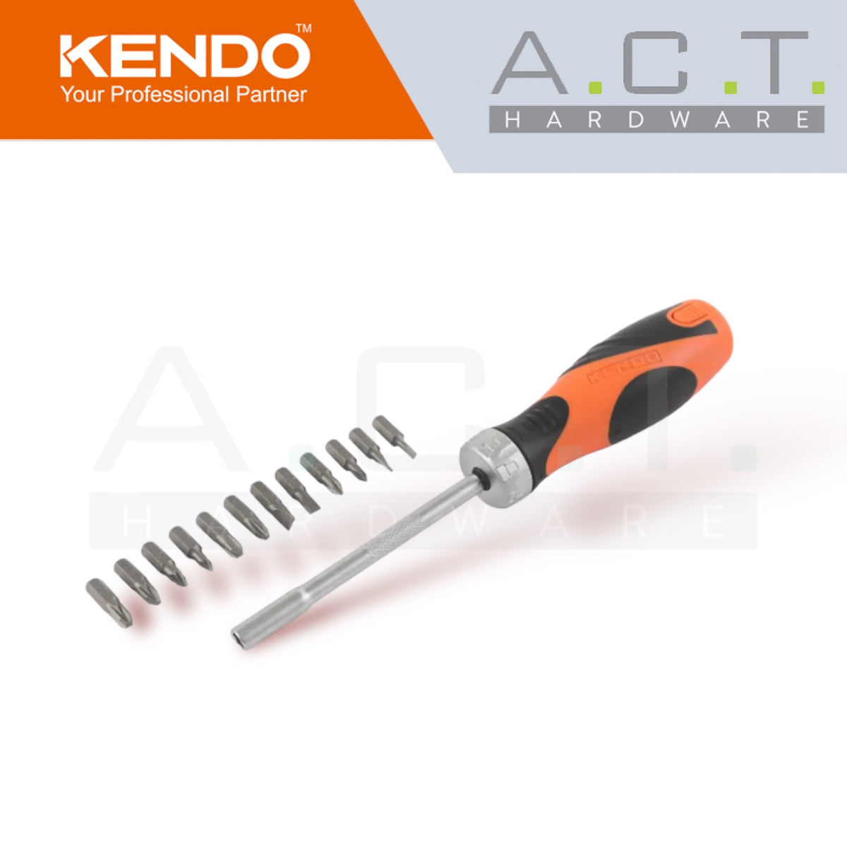 KENDO 14PC RATCHET SCREWDRIVER BITS SET - 20016