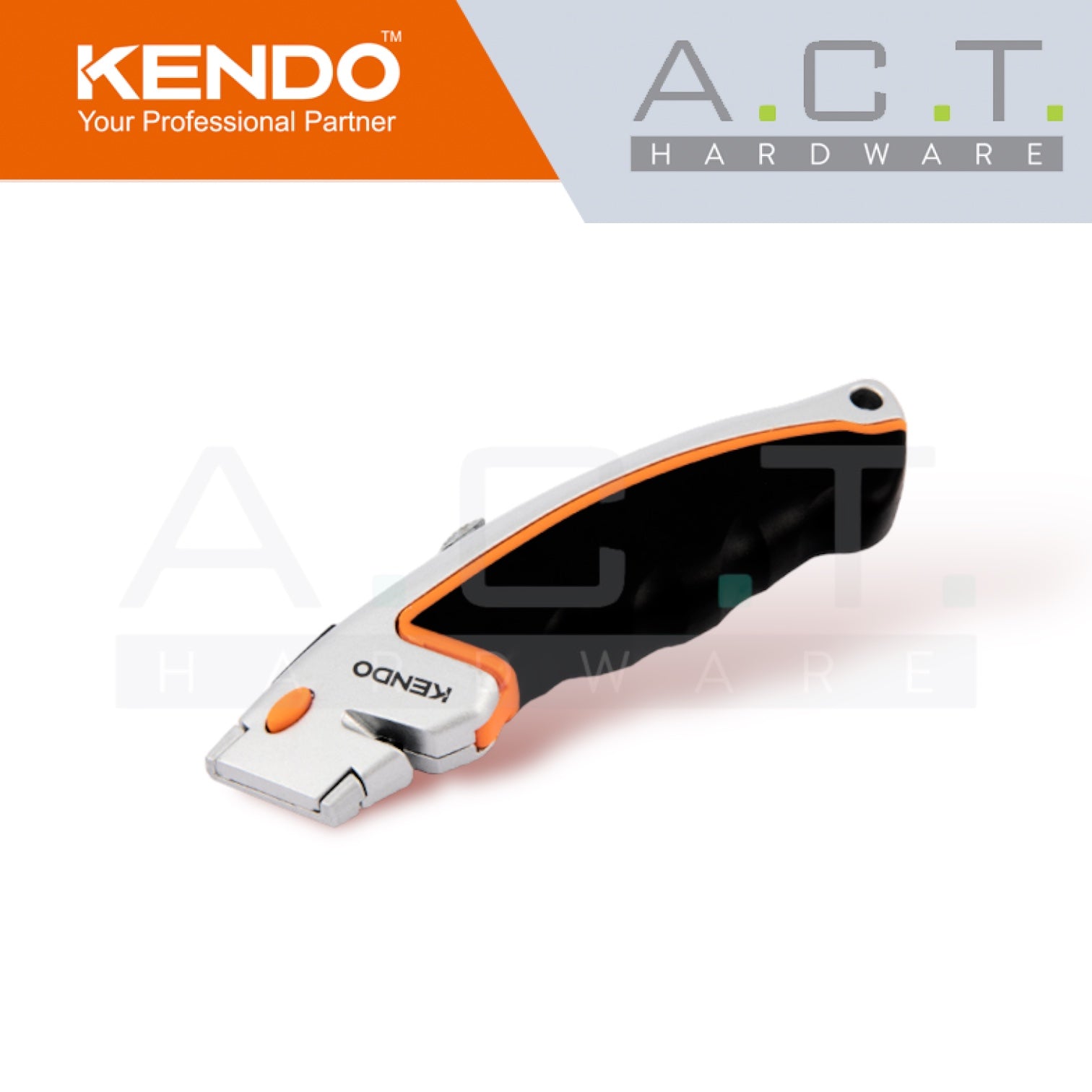 KENDO RETRACTABLE UTILITY KNIFE WITH SPARE BLADES - 30940