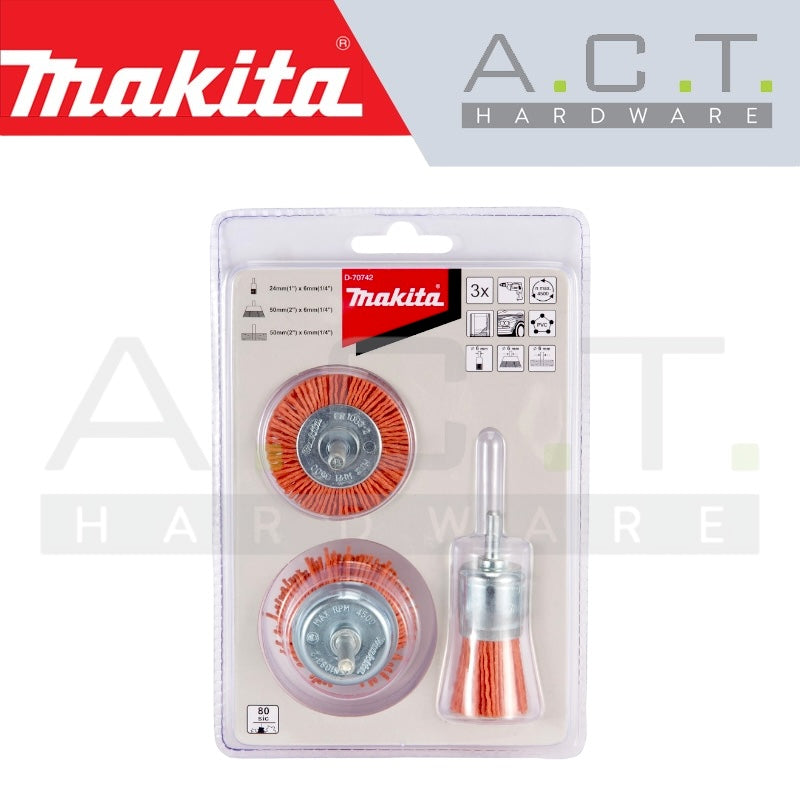 MAKITA NYLON BRUSH SET FOR DRIVER DRILL (3PCS, COARSE & FINE TYPE) Main image