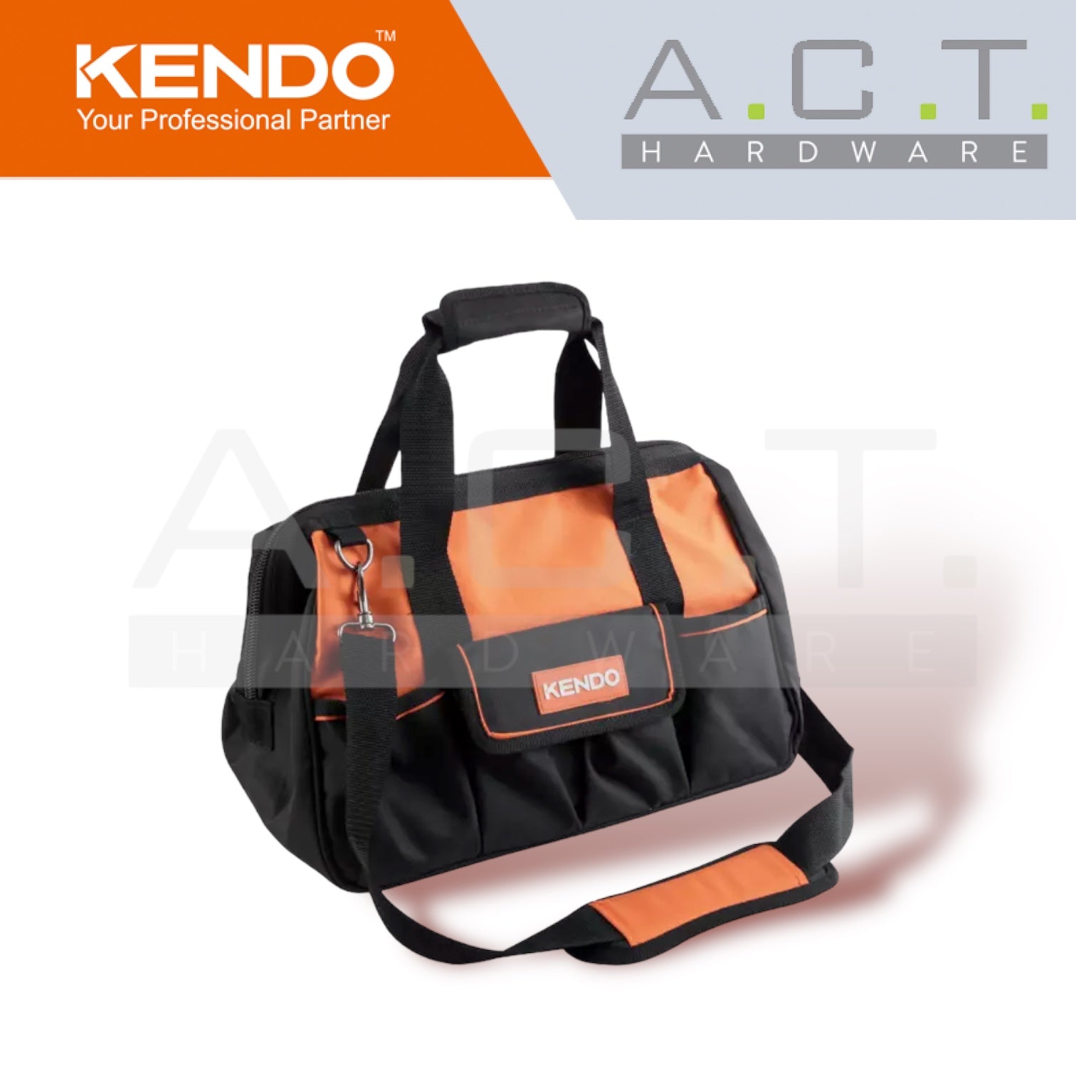 KENDO 16" NYLON TOOL BAG WITH POCKETS - 90172