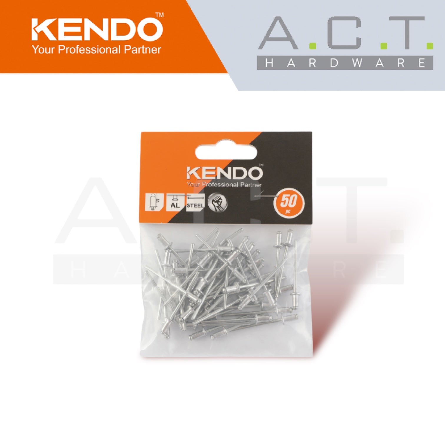 KENDO ALUMINIUM RIVET 3/16" - PACK OF 50 RIVETS Main image