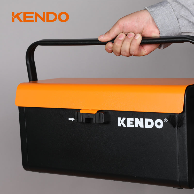 KENDO 40cm / 16" Metal Tool Box with Sliding Top Drawer, 90210