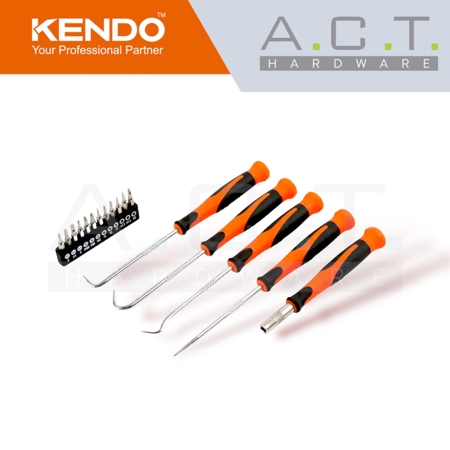 KENDO 17PC PHILLIPS STRONG PRECISION SCREWDRIVER & PICK & HOOK SET - 20539 Main image