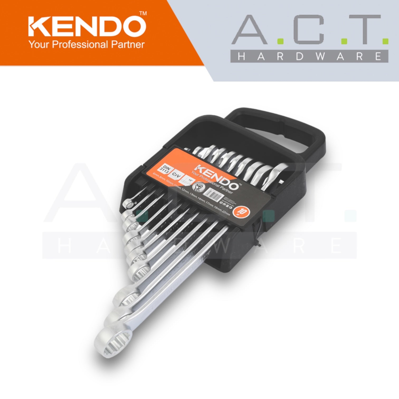 KENDO 10PC COMBINATION SPANNER SET  - 15415 Main image