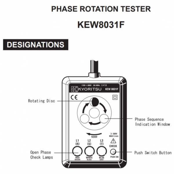 KYORITSU 8031F PHASE INDICATOR WITH FUSED TEST LEADS