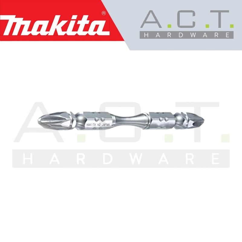MAKITA 3PC MAGNETIC DOUBLE ENDED SILVER TORSION SCREW BIT, PH2, E-FORM, 65MM, A-49563