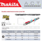 MAKITA 3PC MAGNETIC DOUBLE ENDED TWIST TORSION SCREW BIT, PH2 (SLIM), E-FORM, 90MM, A-59601