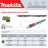 MAKITA 3PC MAGNETIC DOUBLE ENDED TWIST TORSION SCREW BIT, PH2, E-FORM, 65MM, A-67505