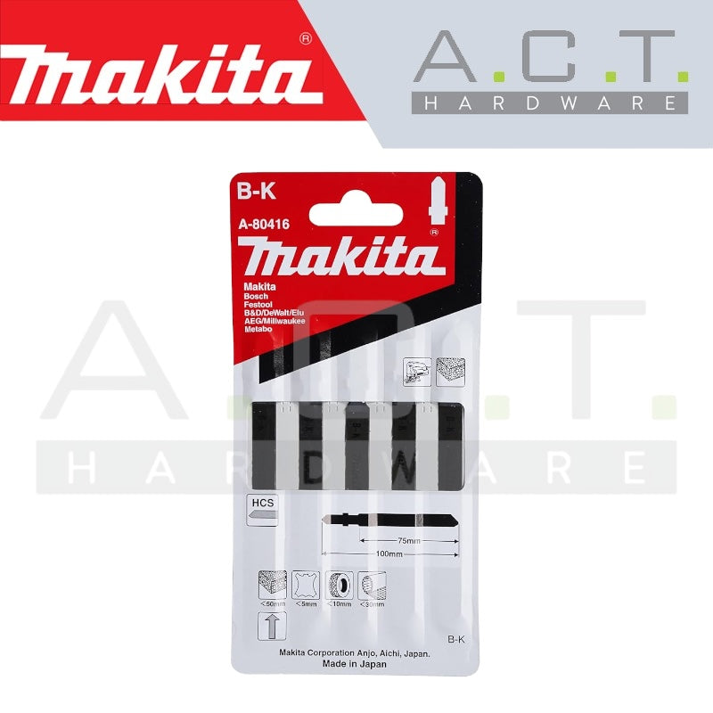 MAKITA JIG SAW BLADE, BAYONET TYPE, (RUBBER/LEATHER/BASIC CUTS), NO: B-K (A-80416) Main image