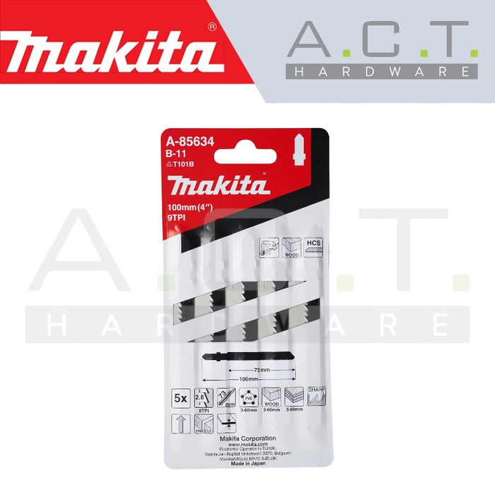 MAKITA JIG SAW BLADE, BAYONET TYPE, (FINISH/THIN WOOD/THIN PLASTIC/FAST FINISH), NO: B-11 (A-85634)