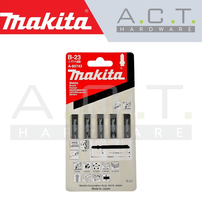 MAKITA JIG SAW BLADE, BAYONET TYPE, (METAL/BASIC/THICK METAL CUTS), NO: B-23 (A-85743)