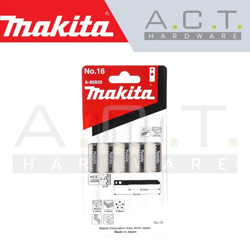 MAKITA JIG SAW BLADE, M TYPE, (WOOD/BASIC/SCROLL CUTTING), NO: 16 (A-85830) Main image