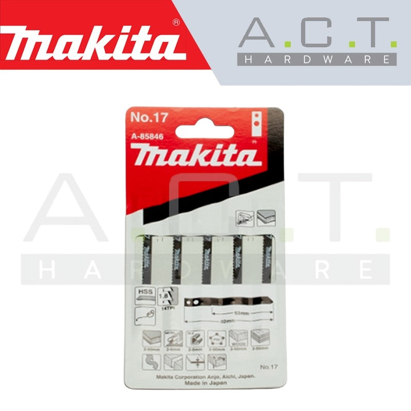 MAKITA JIG SAW BLADE, M TYPE, (HARDWOOD/DECORATIVE VENEERS/ SCROLL CUTTING), NO: 17 (A-85846) Main image