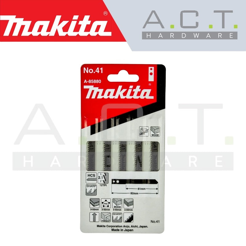 MAKITA JIG SAW BLADE, M TYPE, (FINISH/DECORATIVE VENEERS/ SPLINTER FREE CUTS), NO: 41 (A-85880) Main image