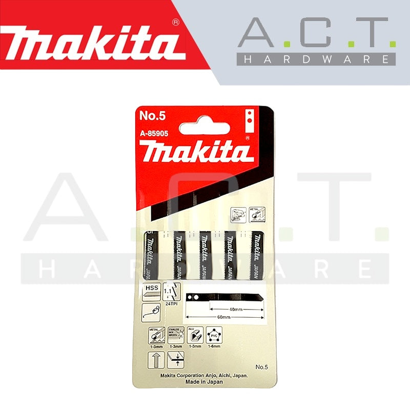 MAKITA JIG SAW BLADE, M TYPE, (METAL/BASIC/ MILD STEEL CUTS), NO.5 (A-85905) Main image