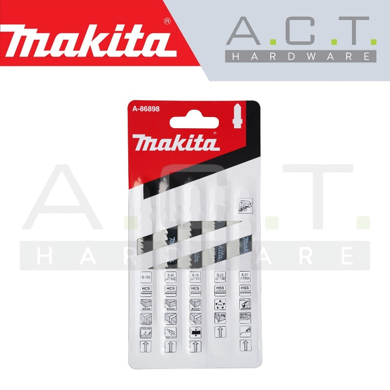 MAKITA JIG SAW BLADE, ASSORTMENT (Bayonet Type B-10S, B-13, B-16, B-22 & B-23), A-86898 (5PCS) Main image