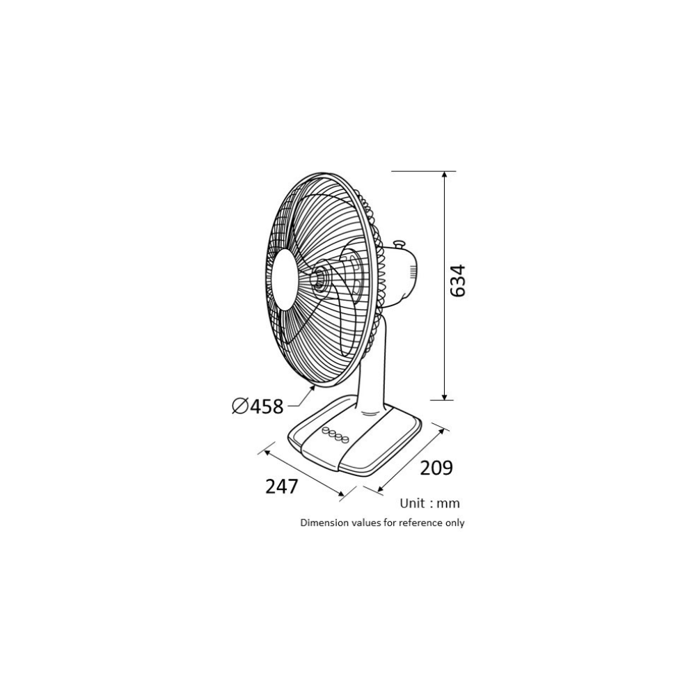 KDK TABLE FAN 3 SPEED & ON/OFF PUSH BUTTON SWITCH SILVER GREY, A40AS Secondary image