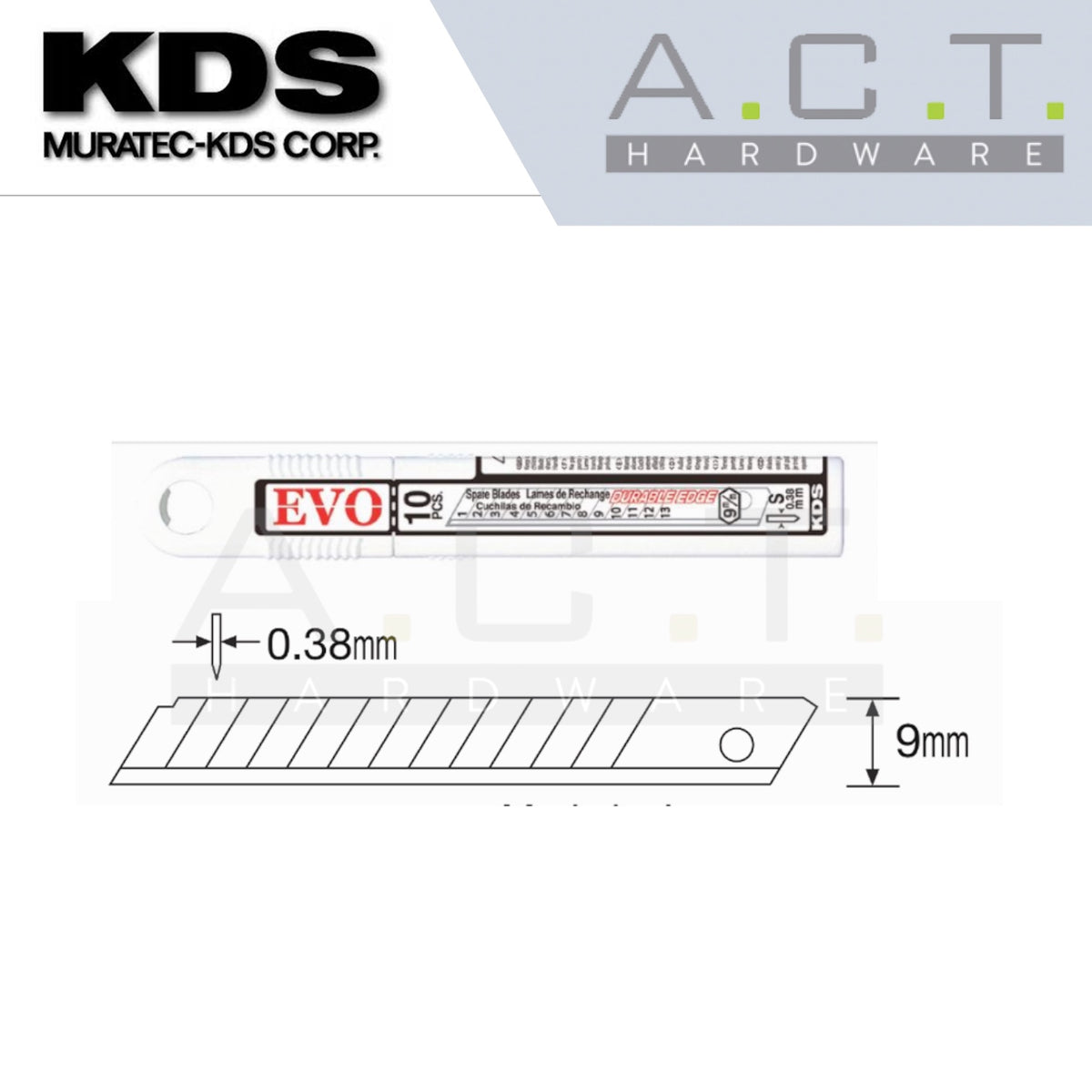 KDS SB-10 EVO, SPARE BLADES 9MM (10PCS/PKT)