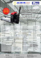 AIKO FULLY ELECTRIC COLD ROOM PALLET TRUCK 3T 685*1220MM | MODEL: PT-HB-TYA30CS