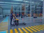 AIKO FULLY ELECTRIC CONSTRUCTION PALLET TRUCK 3TON 685*1150MM - OFF ROAD -BLACK WHEEL - STAND | MODEL: PT-HB-TYA30ST