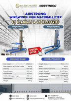 AIRSTRONG WIRE WINCH HIGH MATERIAL LIFTER 6M WITH ELECTRIC WINCH | MODEL : PT-LGA20-E